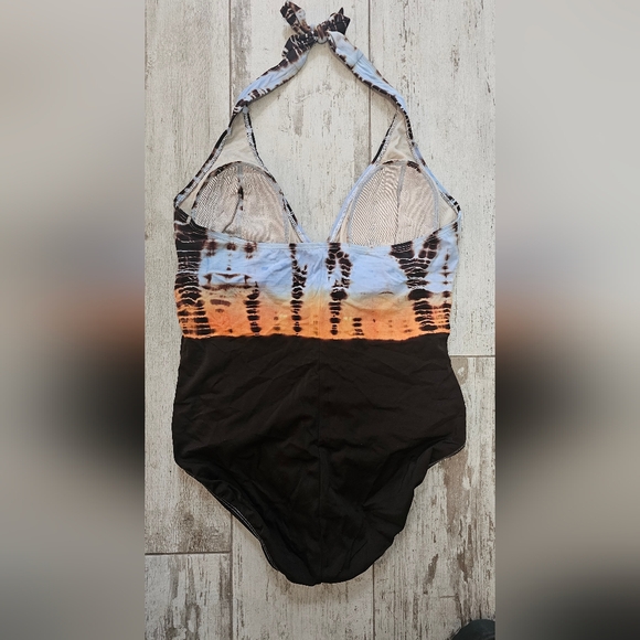 Torrid Tie Dye Brown Halter Swimsuit 2X - Picture 3 of 5